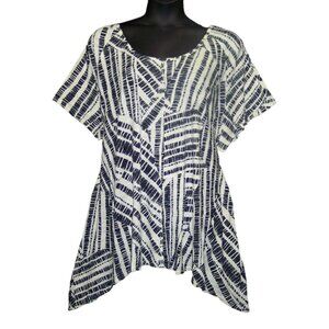 WOMAN WITHIN Hanky Hem Tunic Top 38/40 5X Short Sleeve Trapeze Shape-NEW